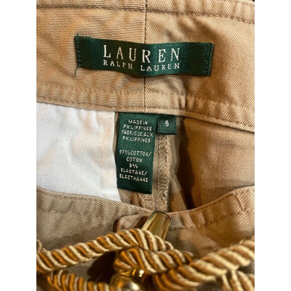 Lauren Ralph Lauren Womens Rope Toggle Buckle Khaki Chino Short size 6 Old Money - Picture 4 of 5